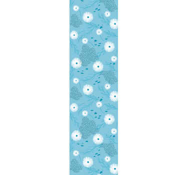 Blue white flowers wallpaper - TenStickers