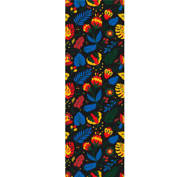 Papel tapiz ornamental patrón de hojas florales - TenVinilo