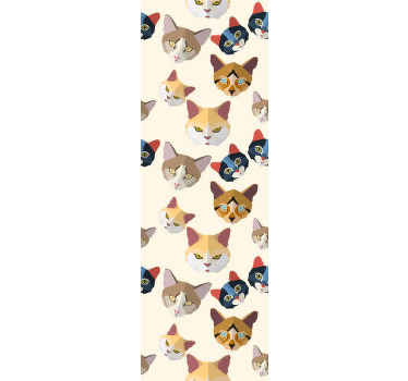 Geometric Cat Faces cats wallpaper - TenStickers