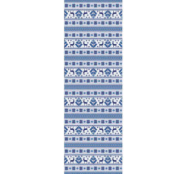 Blue and White folk pattern Christmas wallpaper - TenStickers