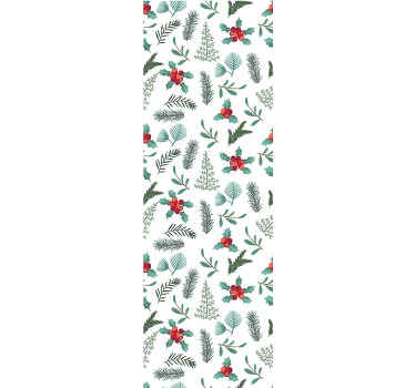 Christmas trees and holly pattern wallpaper - TenStickers