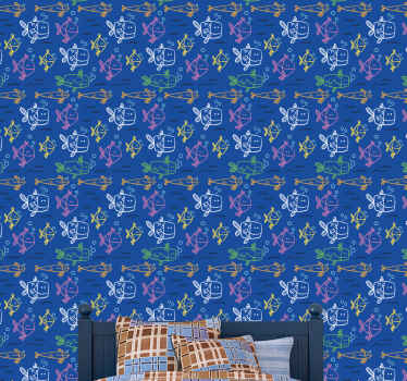 海底派对深蓝色儿童壁纸 - TenStickers