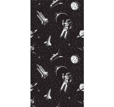 Papel pintado negro astronautas  - TenVinilo