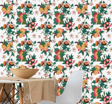 Monivärinen kukka kesäprintti lehti tapetti - Tenstickers