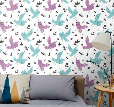 Tapete za zid  životinjske pastelni uzorak ptica - TenStickers