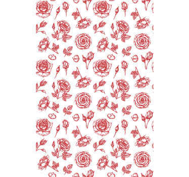 červené obrysy bezšvové ruže kvet tapety - Tenstickers