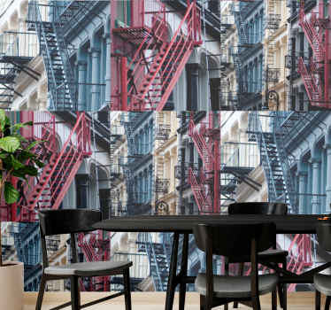 Urban Fire Escapes city wallpaper - TenStickers