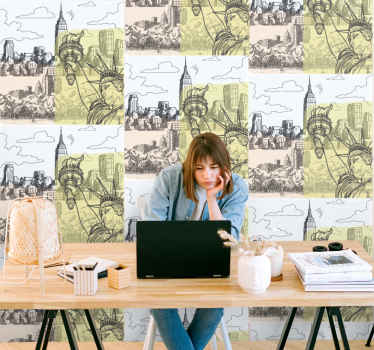 Urban Sketch Design city wallpaper - TenStickers