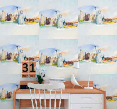 Tapete New York collage aus städtischen wahrzeichen - TenStickers