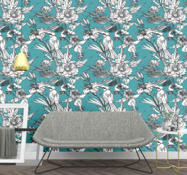 Bílý divoký pták elegantní vzor tapeta - TenStickers