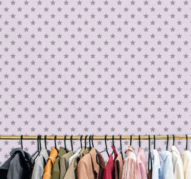 Papel pintado de estrellas Estrellas grises fondo rosa - TenVinilo