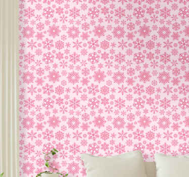 Pink Snowflake Pattern christmas wallpaper - TenStickers