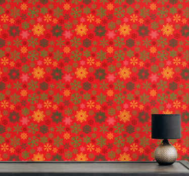 Feestelijk sneeuwvlokkenpatroon behang kerst - TenStickers