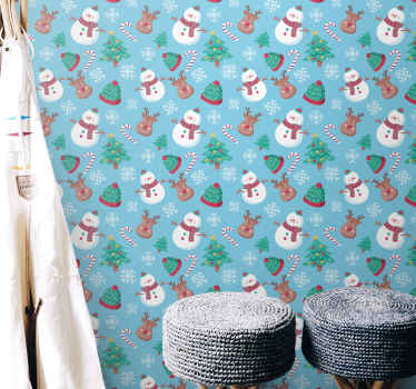 Festive Season Pattern christmas wallpaper - TenStickers