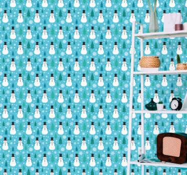 Snowman Festive Pattern christmas wallpaper - TenStickers