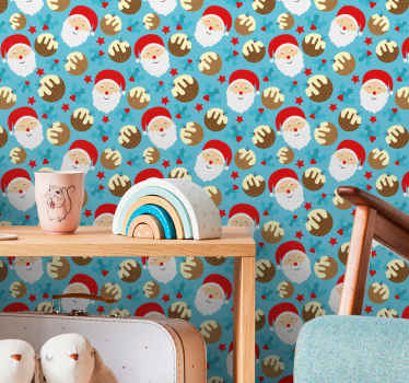 Santa Claus eating cookies with milk wallpaper - TenStickers