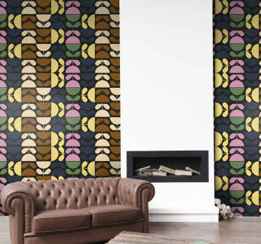 Tyyliteltyjä lehtikuvioita kukkatapetti - Tenstickers