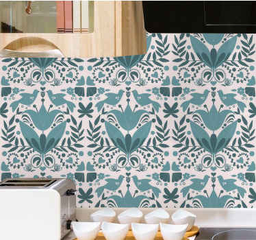 Papel tapiz floral patrones de simetría floral - TenVinilo