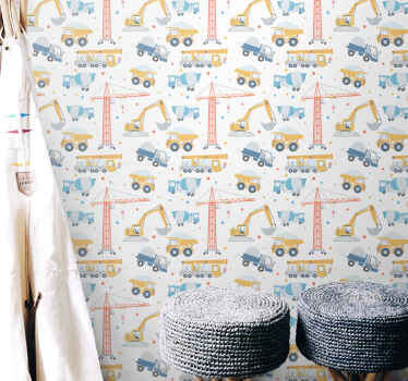 Papier peint chambre enfant motifs de construction - TenStickers