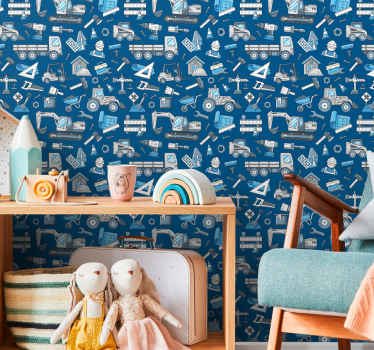 Biele rýpadlá modré pozadie umelecká tapeta - Tenstickers