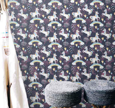 Papel tapiz mariposas patrón de criatura mítica - TenVinilo