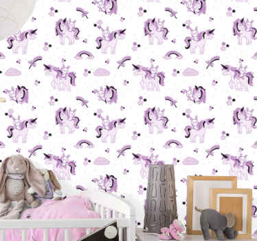Papel pintado bebé escena de fantasía de unicornio - TenVinilo