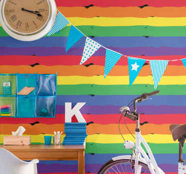 Gestreifte Tapete regenbogen gestreifter hintergrund - TenStickers