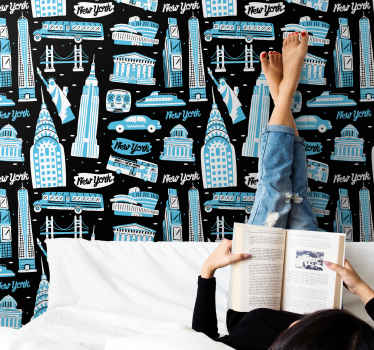 Tapete New York collage urbaner symbole - TenStickers