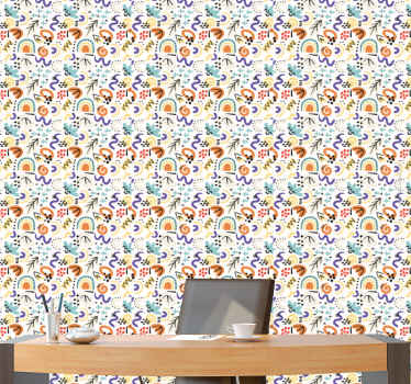 Organisk fladt abstrakt mønster moderne tapet - TenStickers