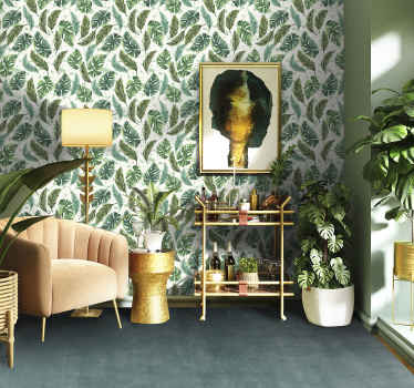 Eclectic green tropical pattern leaf wallpaper - TenStickers