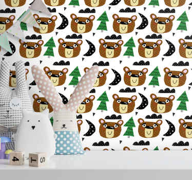 Bears and trees children wallpaper - TenStickers