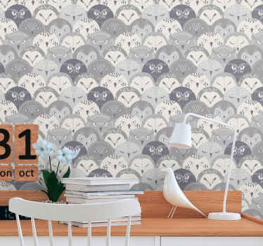 Cat Motif Pattern birds wallpaper - TenStickers