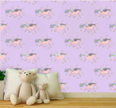 Papel mural animal vibraciones de fantasía de unicornio - TenVinilo