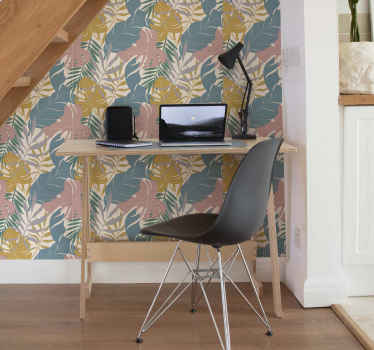 Tropical foliage details home office wallpaper - TenStickers