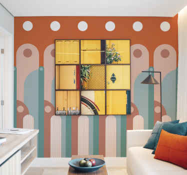 Kaarevat geometriset muodot olohuone tapetti - Tenstickers