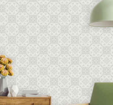 灰色の民族パターンの複雑な素朴な壁紙 - TENSTICKERS