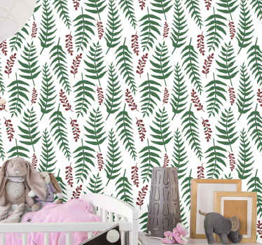 λεπτό και μικρό κλαδιά μοτίβο φύλλο ταπετσαρία - TenStickers