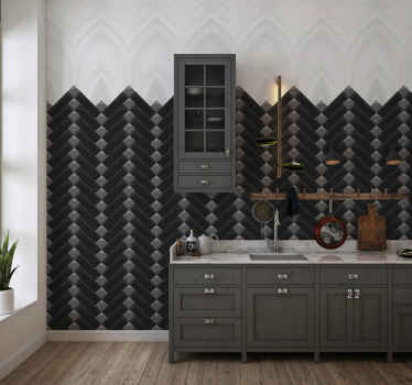 Keukenbehang stekel tegels zwart en grijs - TenStickers