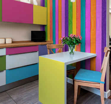 Papel pintado madera listones de colores - TenVinilo