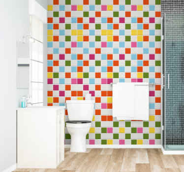 Papel pintado azulejos de colores Kitsch - TenVinilo