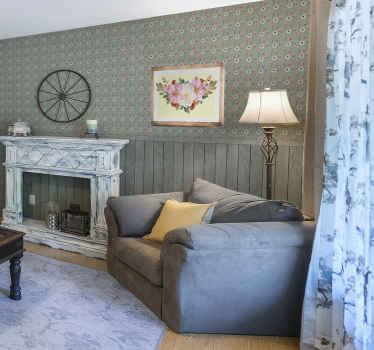 Green wood and flowers Classic Wallpaper - TenStickers