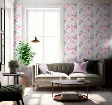 Papier peint motif de fleurs avec du bois - TenStickers