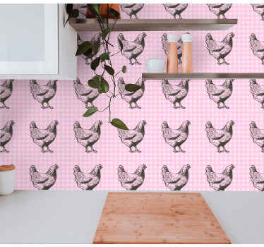 Hen Patterned Decor kitchen wallpaper - TenStickers