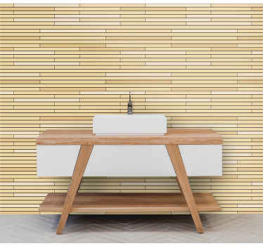 Beige træ mursten træ effekt tapet - TenStickers