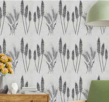 Elegant wheat stalks rustic wallpaper - TenStickers
