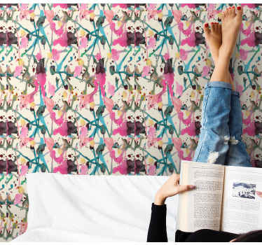 Abstract slaapkamer behang met aquarella kunst - TenStickers