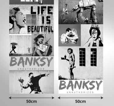Tapeten kunst Banksy schwarz weiß - TenStickers