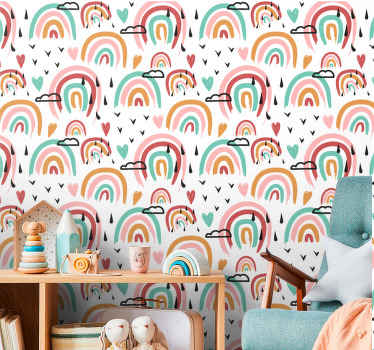 Watercolor  rainbows pattern wallpaper - TenStickers
