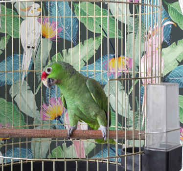 tropical birds and leaves birds wallpaper - TenStickers