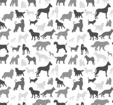 Tapeten Schlafzimmer Schwarzer hund silhouette Muster - TenStickers